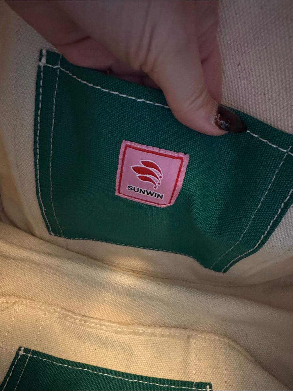 Brand NEW—Canvas Tote “Boatkin” Bag with Green Trim - NWT (LG) - Picture 3 of 7